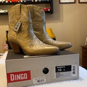dingo Gold Embroidered Western Ankle Boots